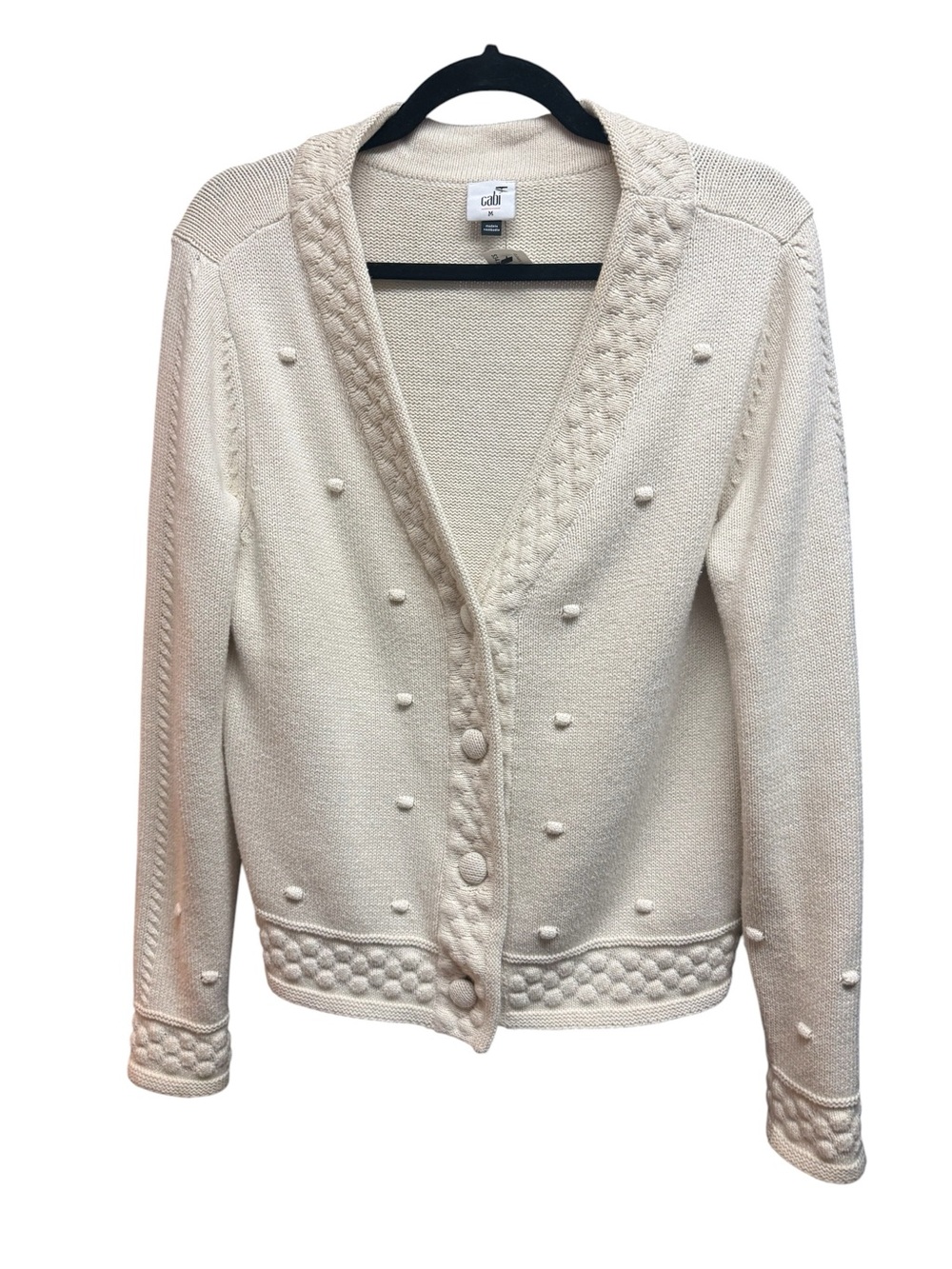 Cabi Retro Cardigan Cream Ivory White Size M Cotton Blend | Coastal Grandma